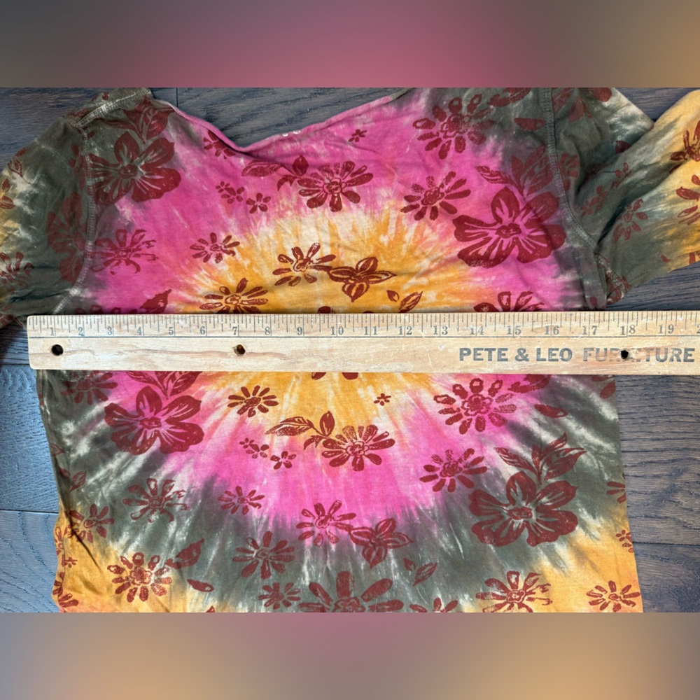 Y2K Fairycore Coquette Grunge Tie Dye T Shirt Sz M Cotton Boat Neck 3/4 Sleeve - Picture 6 of 7